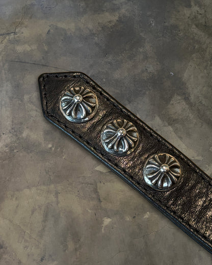 CHROME HEARTS CROSS 3 BUTTON LEATHER BRACELET