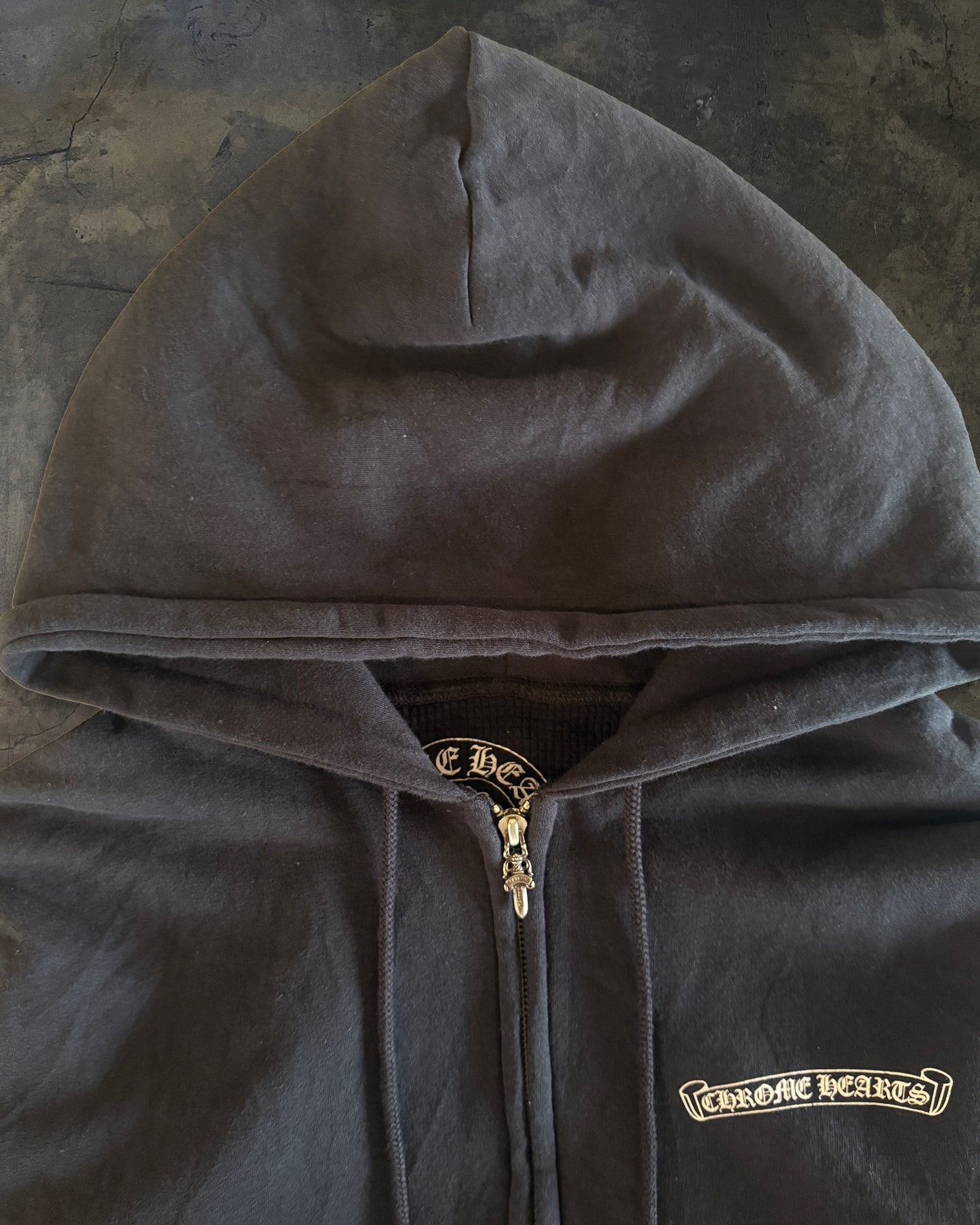 VINTAGE CHROME HEARTS FLAME MOTIF THERMAL LINED HOODIE