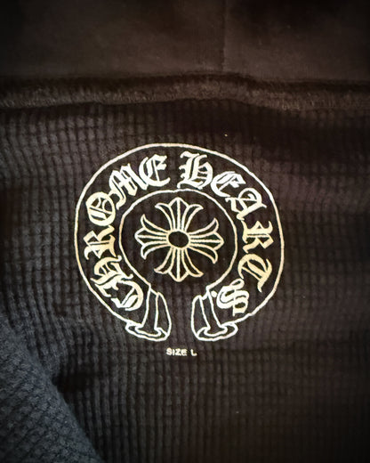 VINTAGE CHROME HEARTS FLAME MOTIF THERMAL LINED HOODIE