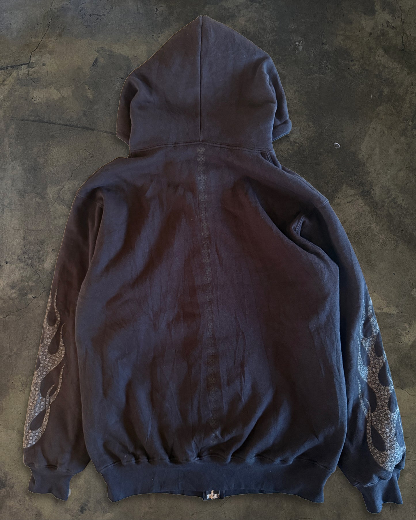 VINTAGE CHROME HEARTS FLAME MOTIF THERMAL LINED HOODIE