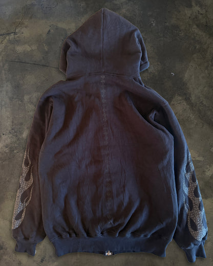VINTAGE CHROME HEARTS FLAME MOTIF THERMAL LINED HOODIE