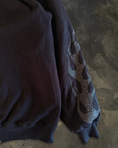VINTAGE CHROME HEARTS FLAME MOTIF THERMAL LINED HOODIE