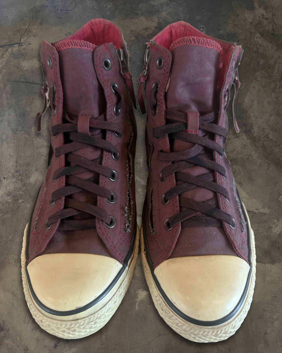 JOHN VARVATOS X CONVERSE WAXED DOUBLE ZIPPER HIGH TOPS