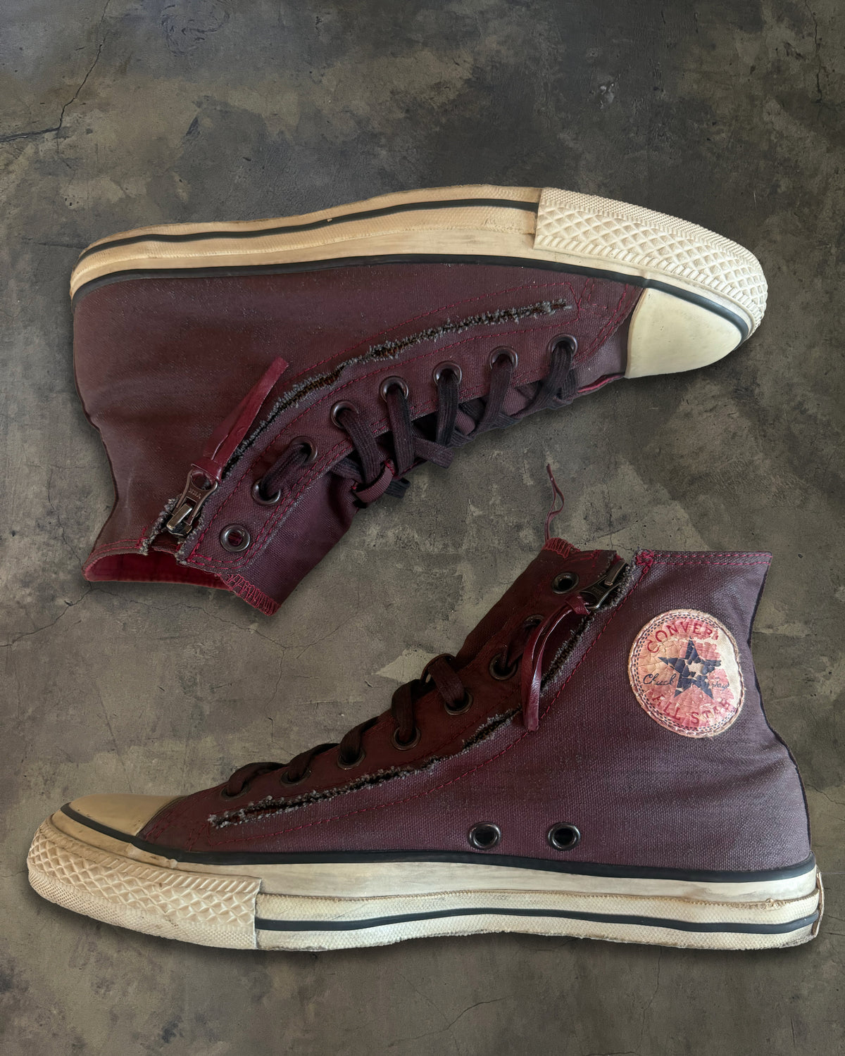 JOHN VARVATOS X CONVERSE WAXED DOUBLE ZIPPER HIGH TOPS