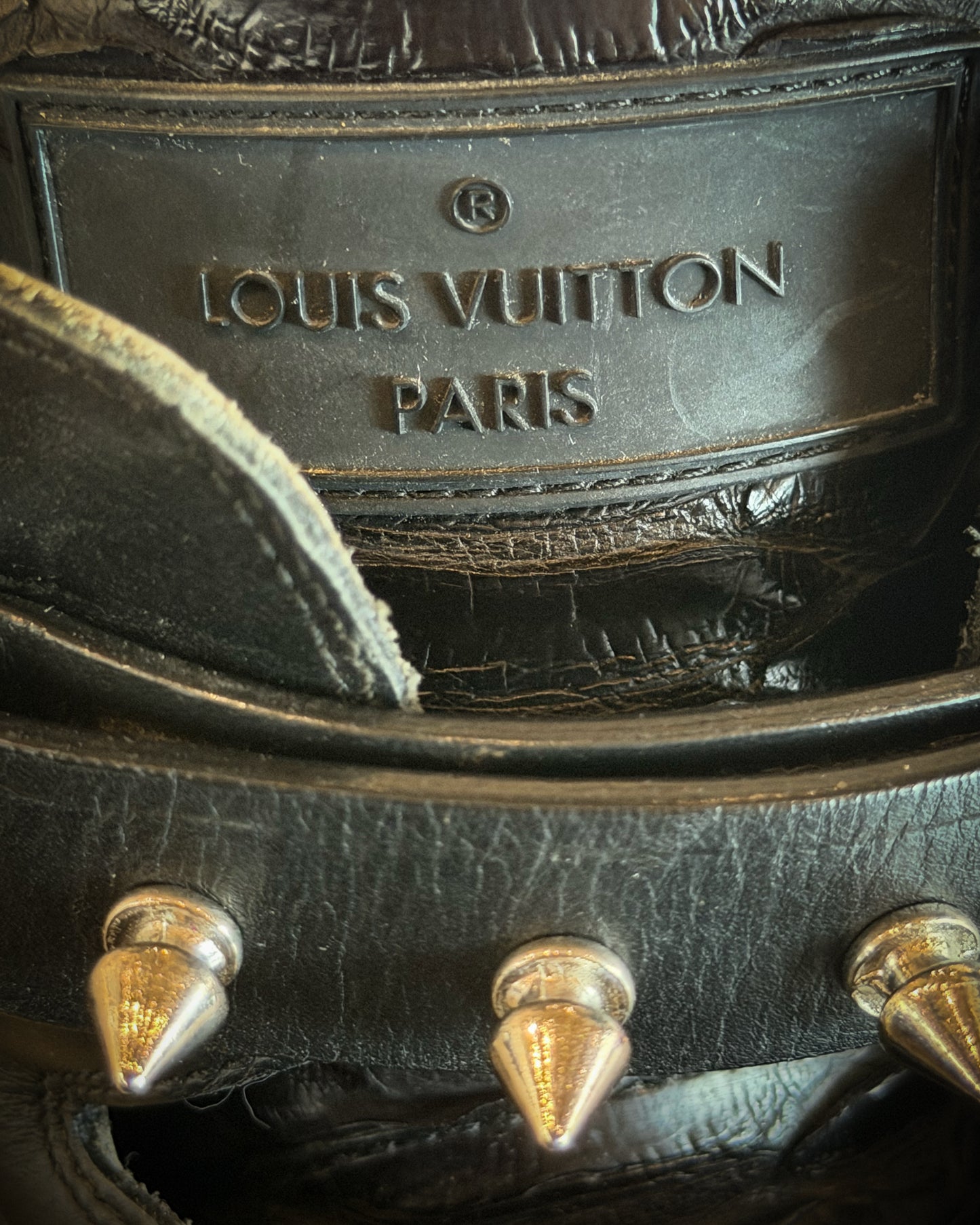 LOUIS VUITTON 2015 STUDDED PYTHON BOXING HIGH TOP