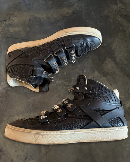 LOUIS VUITTON 2015 STUDDED PYTHON BOXING HIGH TOP