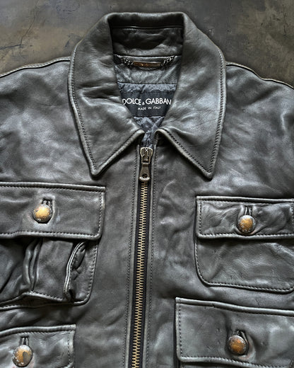 DOLCE GABBANA AW2007 RUNWAY 6 POCKET LEATHER JACKET