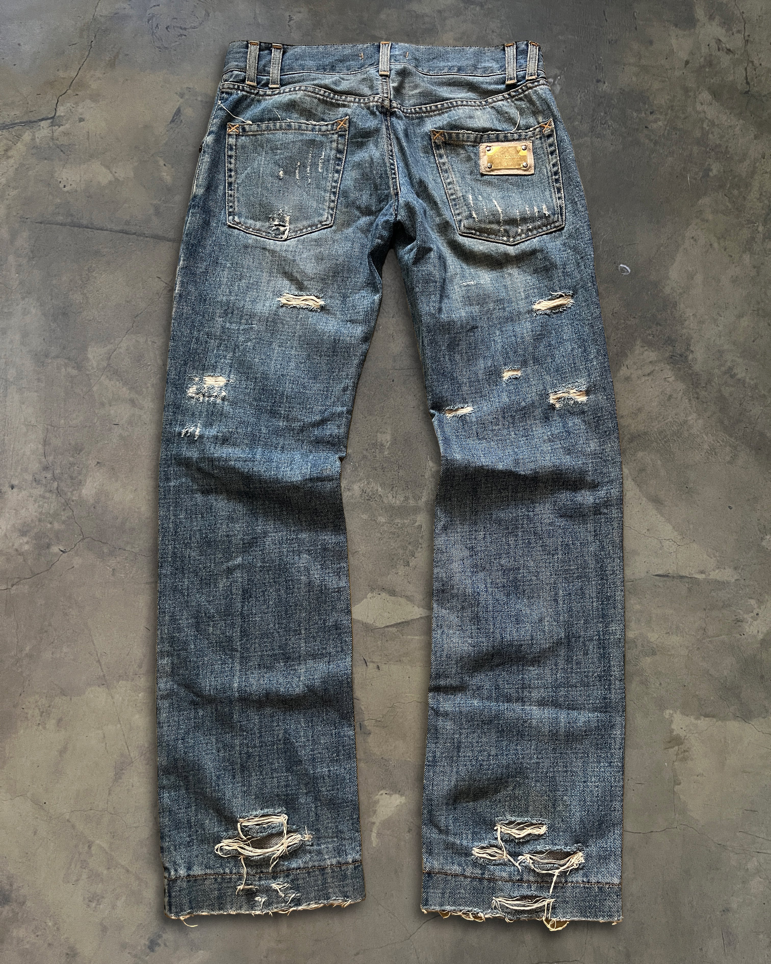DOLCE & GABBANA ARCHIVE STUDDED 'STARS' DISTRESSED DENIM