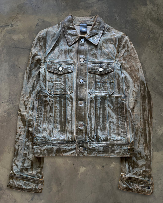 DIOR HOMME SS2004 "STRIP" WAXED DENIM JACKET