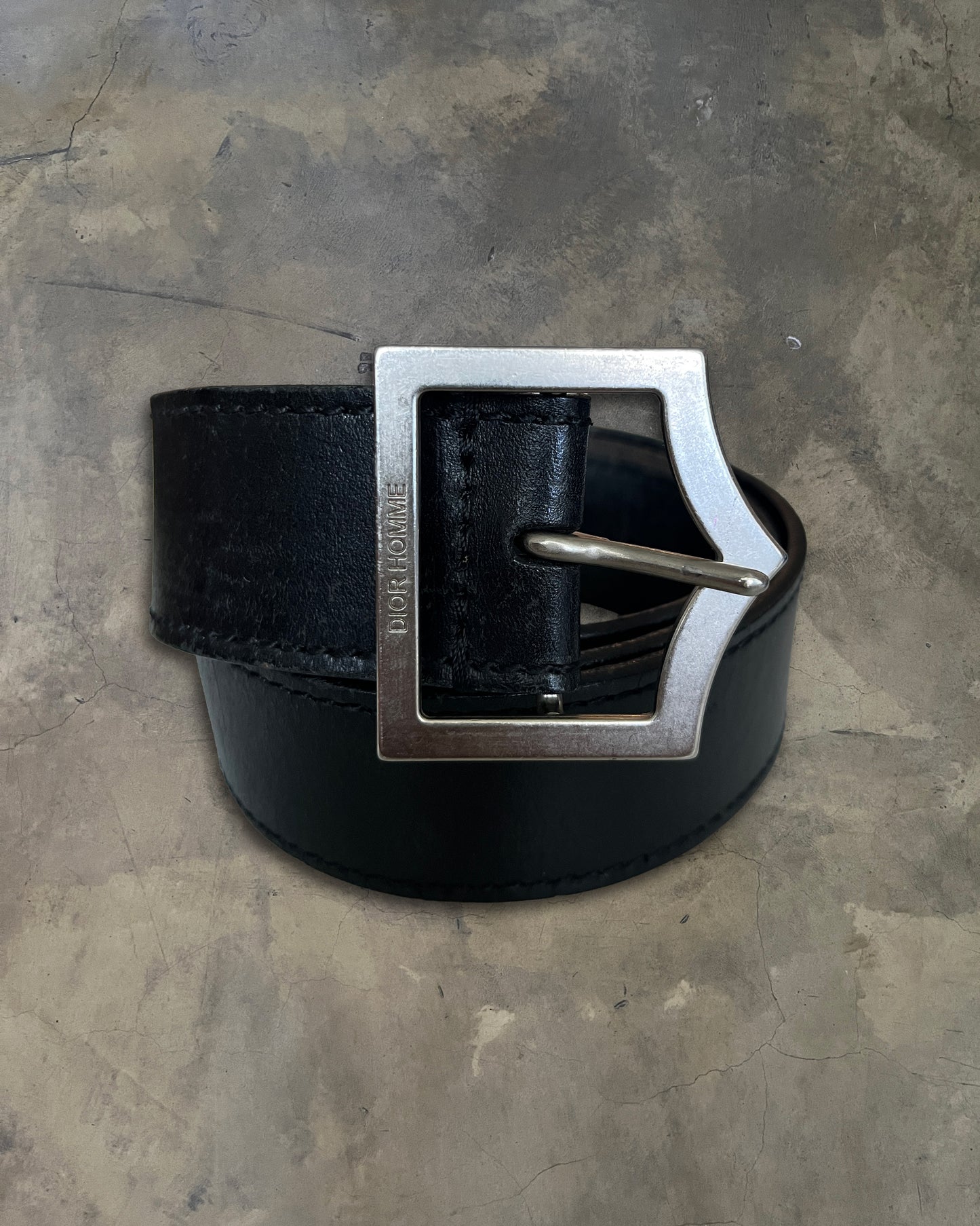 DIOR HOMME SS2005 BLACK LEATHER D-POINT BELT