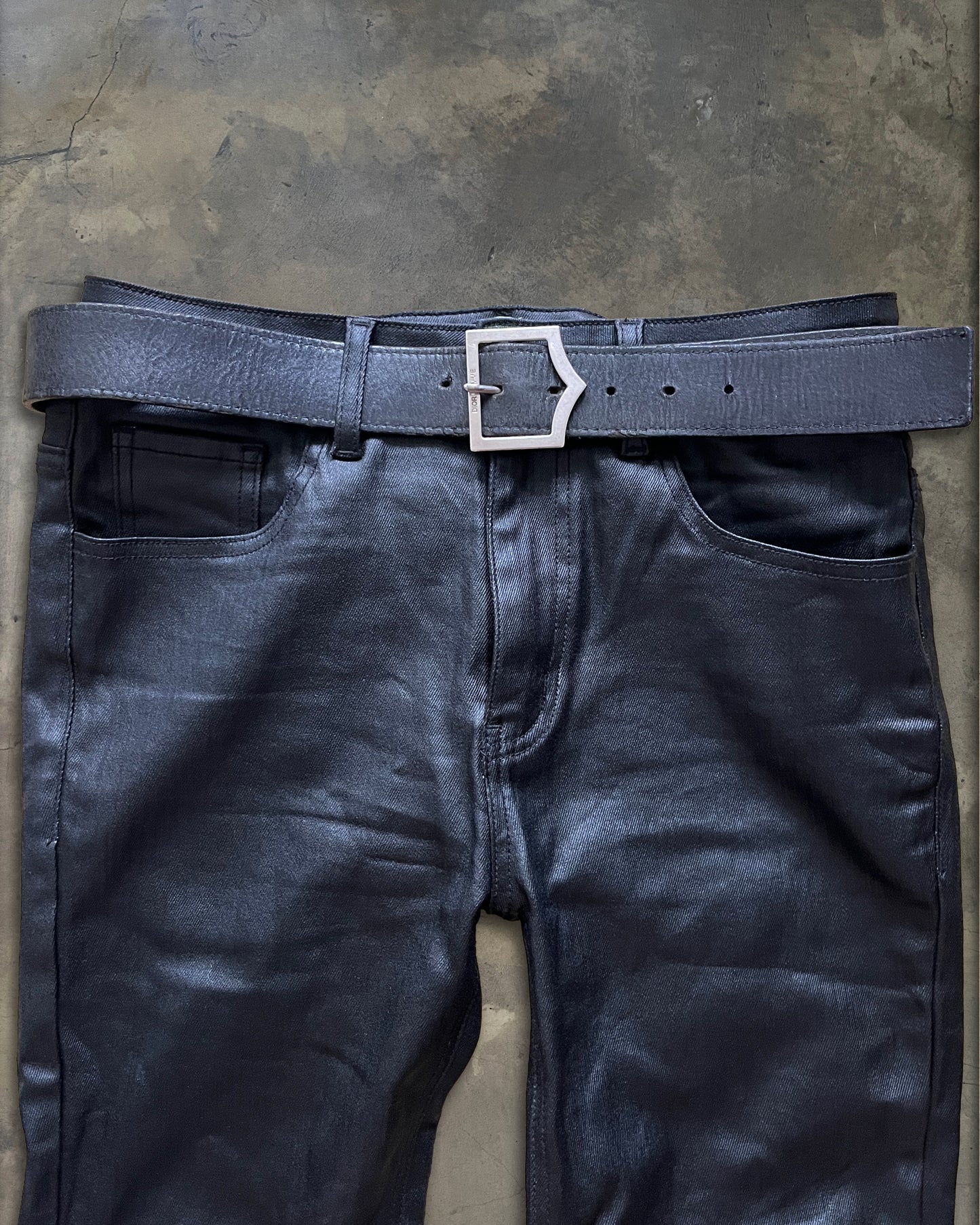 DIOR HOMME SS2005 BLACK LEATHER D-POINT BELT