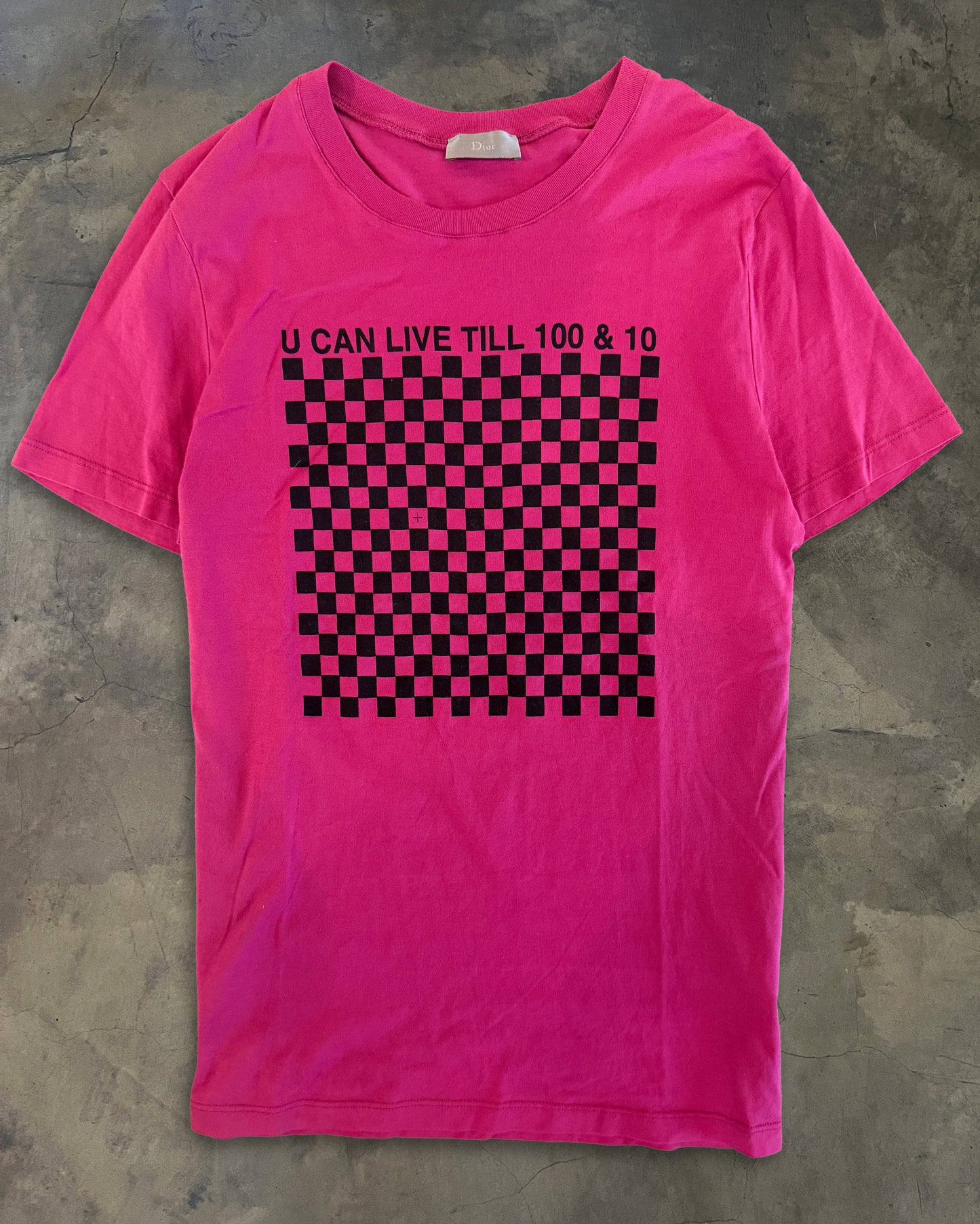 DIOR HOMME SS2006 PINK "U CAN LIVE TILL 100 & 10" TEE