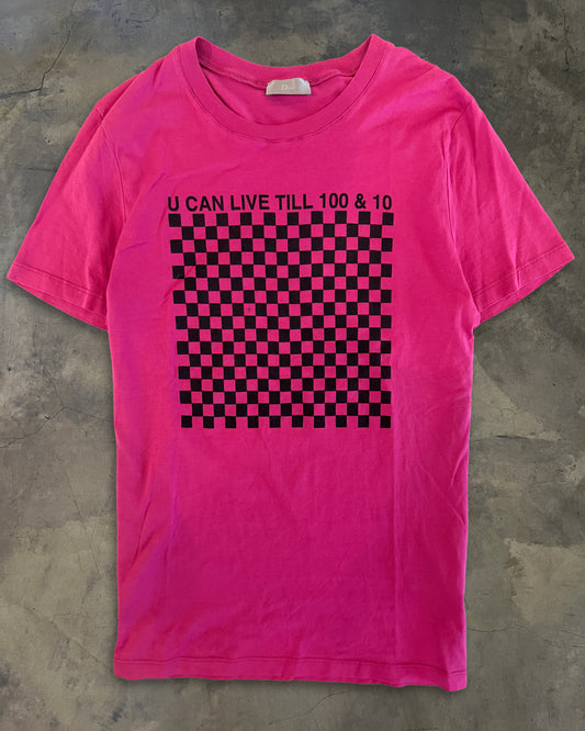 DIOR HOMME SS2006 PINK "U CAN LIVE TILL 100 & 10" TEE