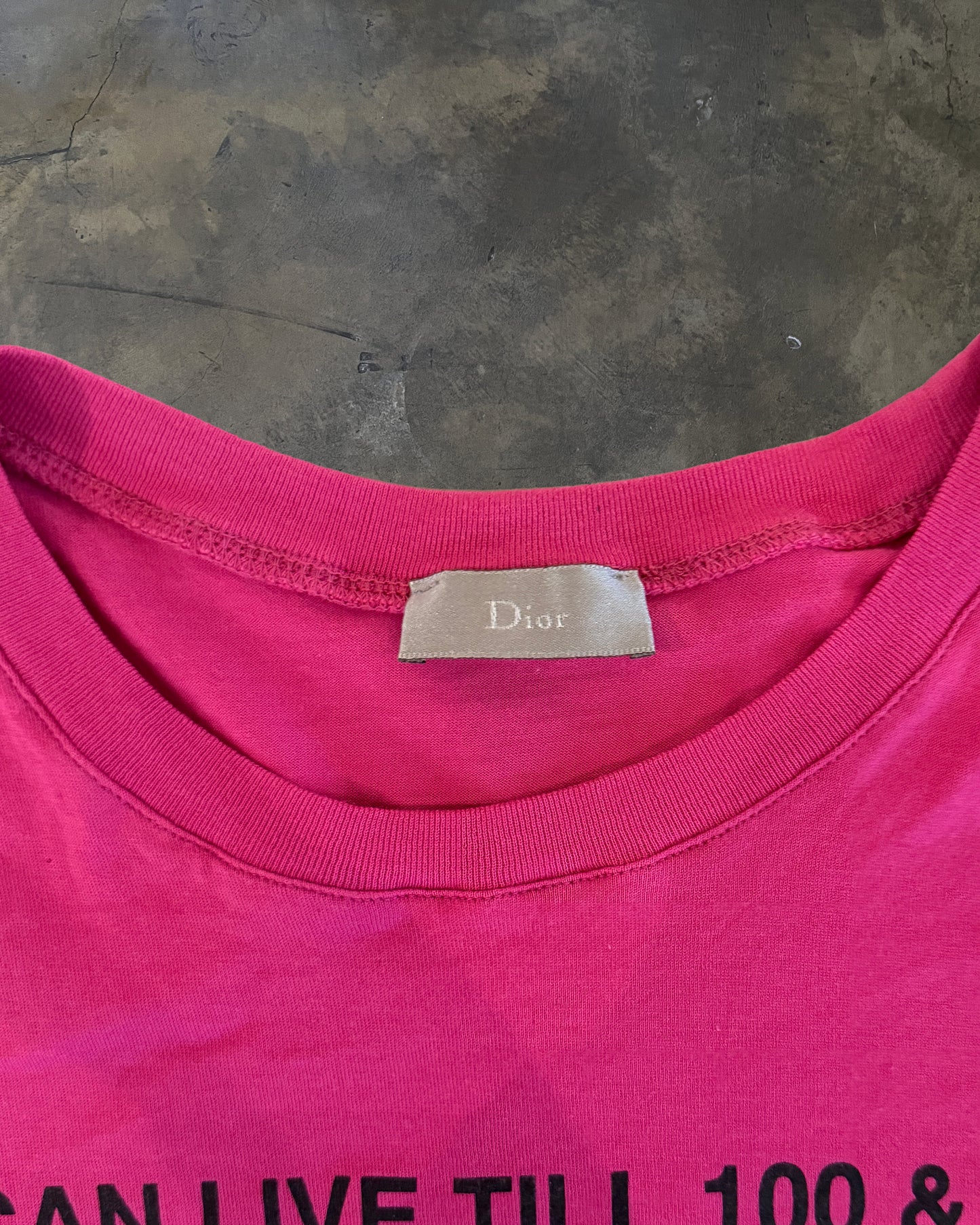 DIOR HOMME SS2006 PINK "U CAN LIVE TILL 100 & 10" TEE