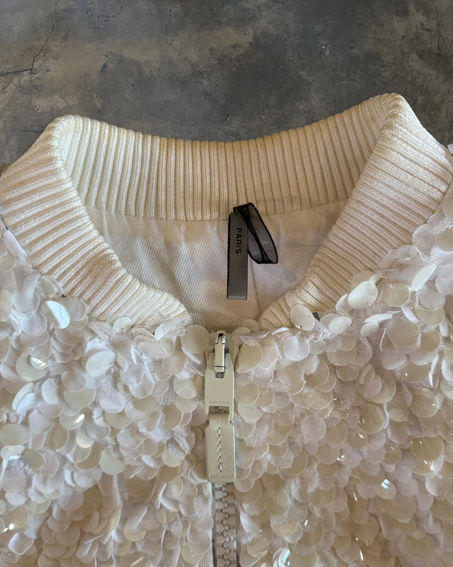 DIOR HOMME SS2007 "NAVIGATE" WHITE SEQUIN BOMBER