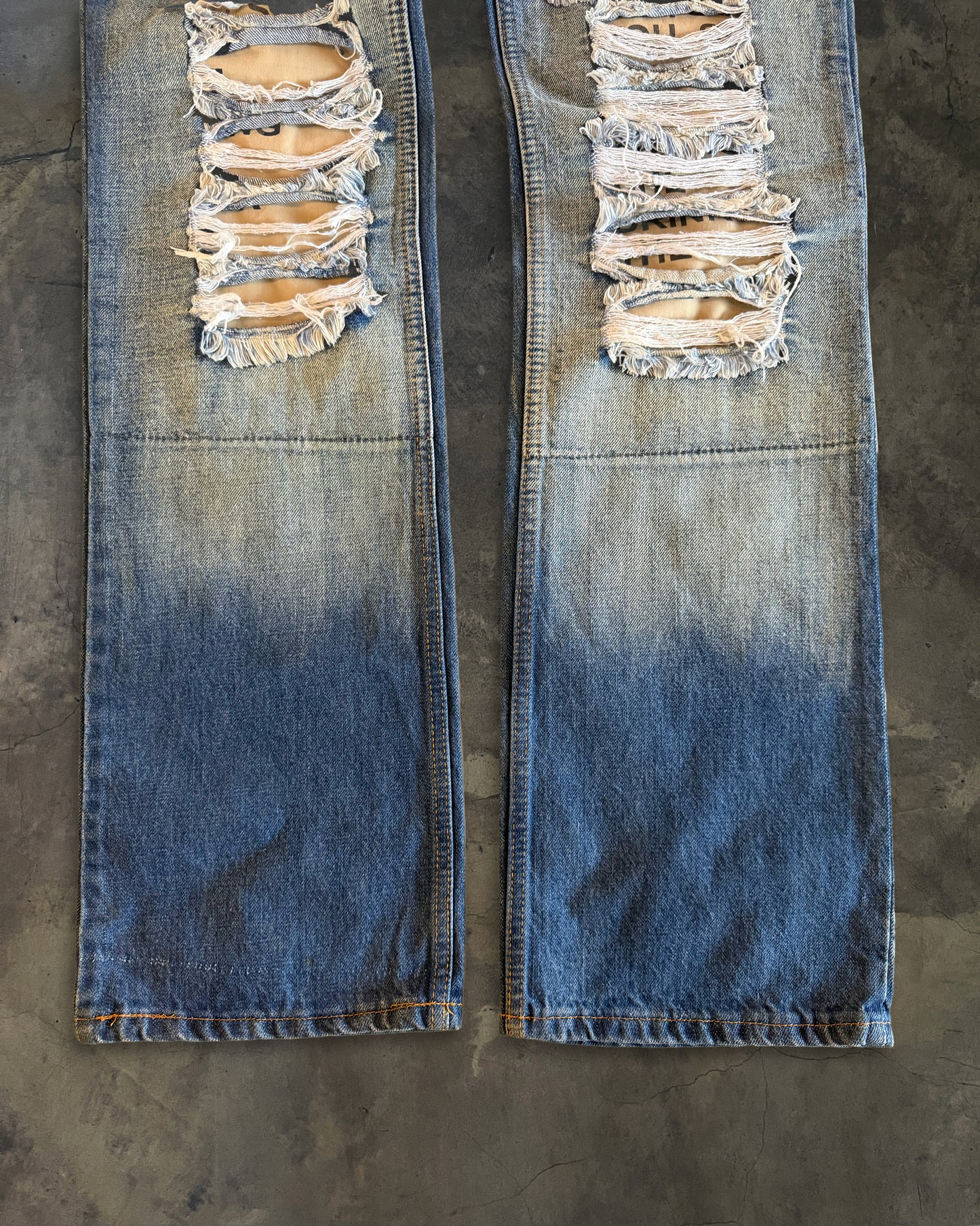 DOLCE GABBANA FW2005 POEM DISTRESSED DENIM