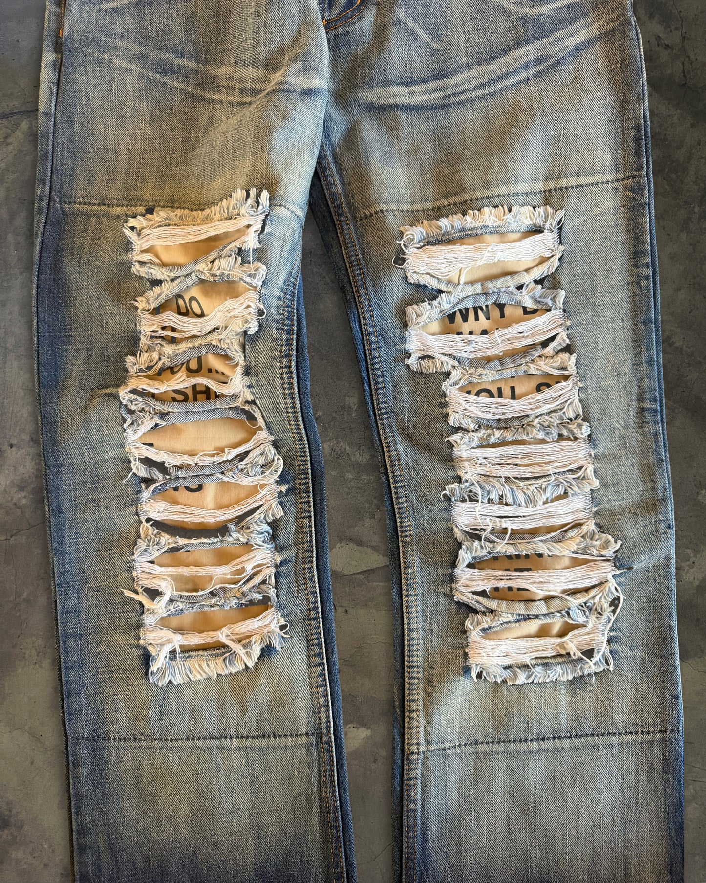 DOLCE GABBANA FW2005 POEM DISTRESSED DENIM