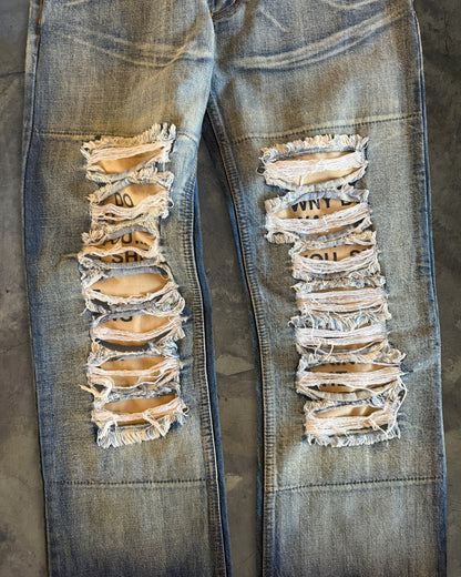 DOLCE GABBANA FW2005 POEM DISTRESSED DENIM