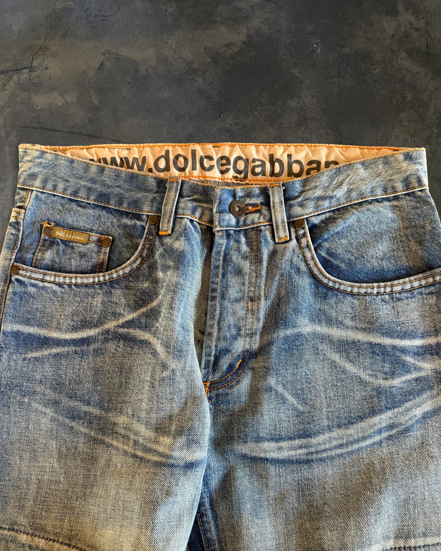 DOLCE GABBANA FW2005 POEM DISTRESSED DENIM