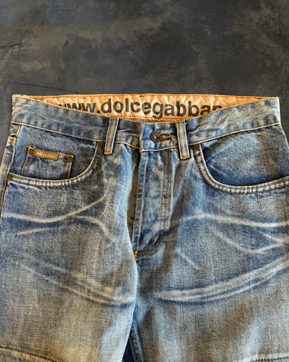 DOLCE GABBANA FW2005 POEM DISTRESSED DENIM
