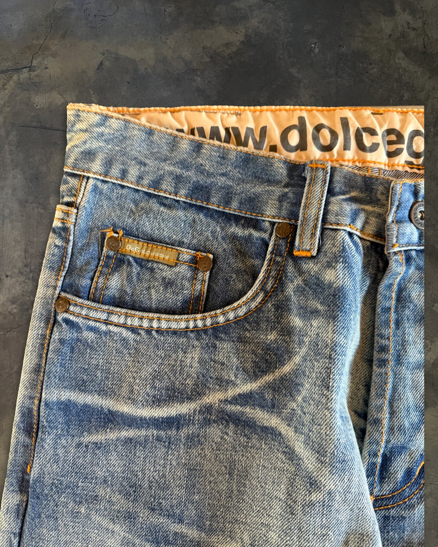 DOLCE GABBANA FW2005 POEM DISTRESSED DENIM