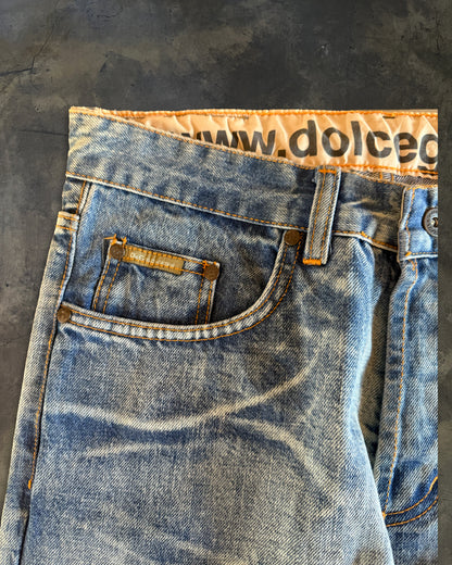 DOLCE GABBANA FW2005 POEM DISTRESSED DENIM