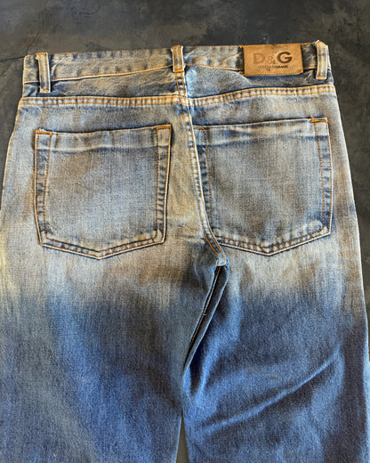 DOLCE GABBANA FW2005 POEM DISTRESSED DENIM