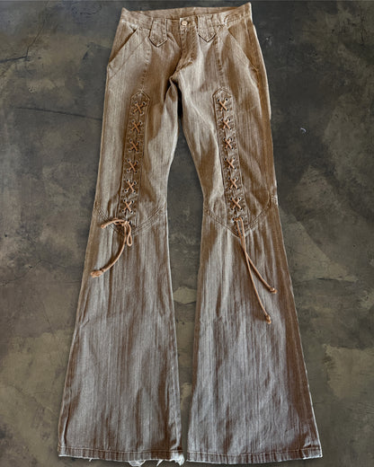 TORNADO MART TAN LACED FLARE DENIM