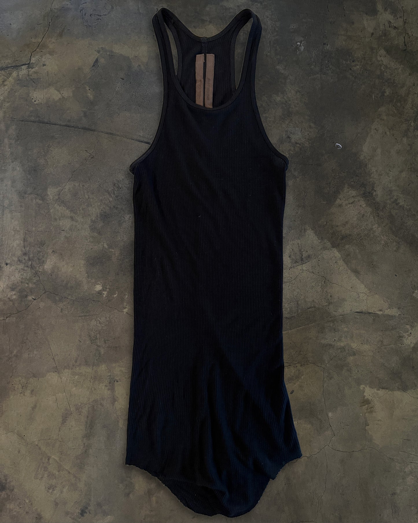 RICK OWENS SS2008 "STRUTTER" BLACK RIBBED TANK