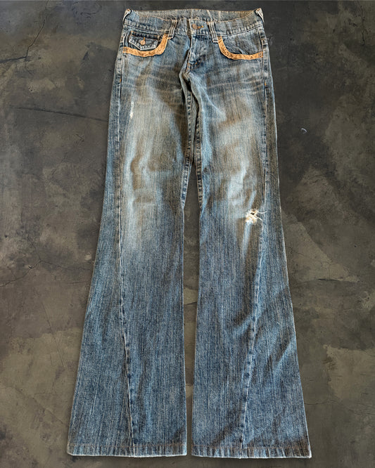 TORNADO MART SNAKE TRIM FLARED DENIM