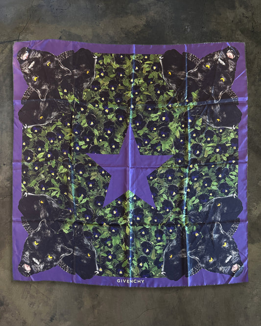 GIVENCHY SS2011 PANTHER & VIOLET SILK SCARF