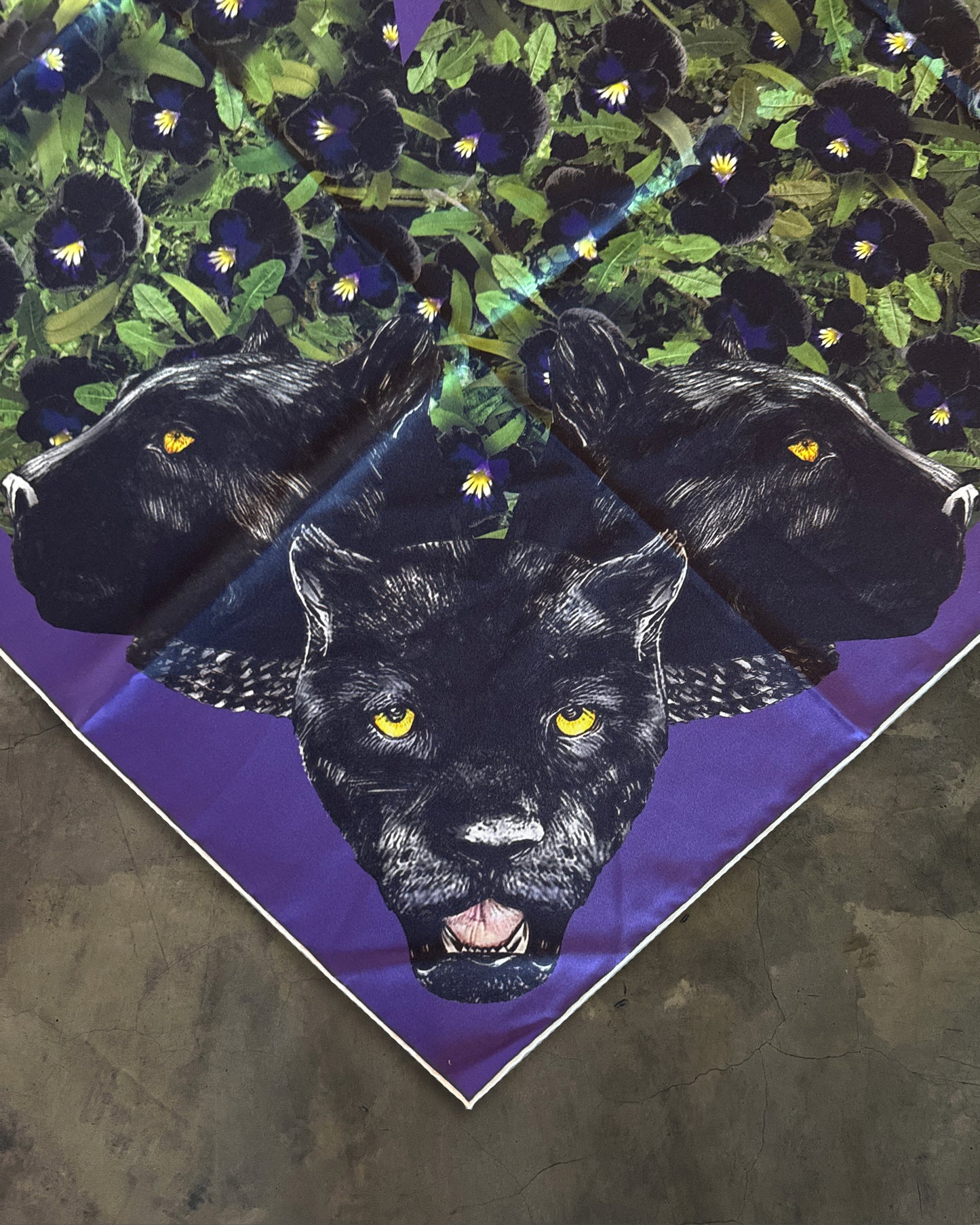 GIVENCHY SS2011 PANTHER & VIOLET SILK SCARF