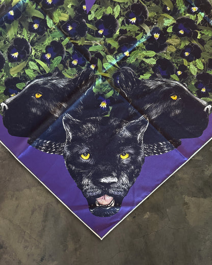 GIVENCHY SS2011 PANTHER & VIOLET SILK SCARF