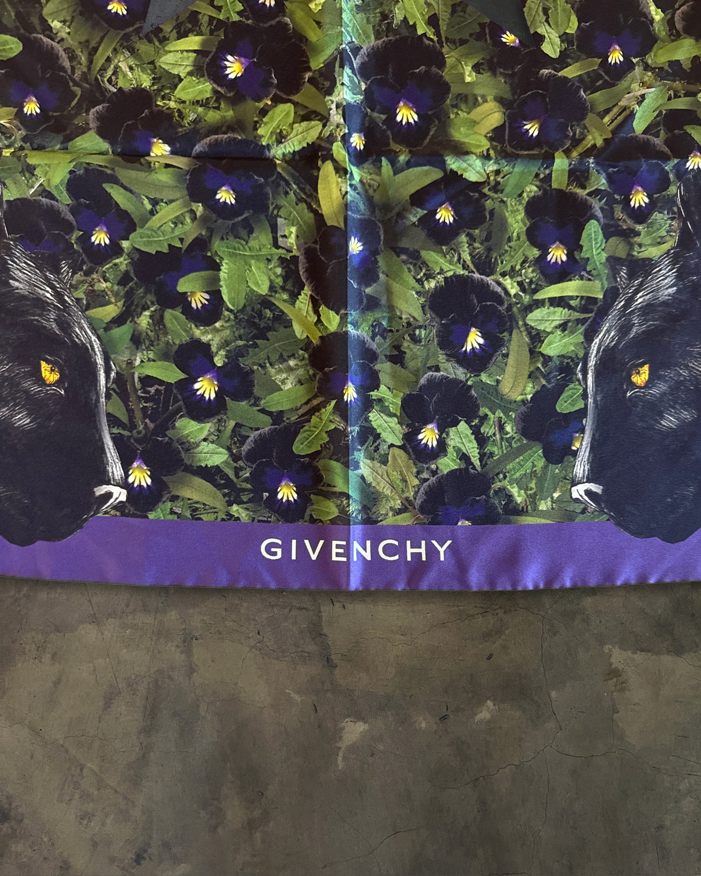 GIVENCHY SS2011 PANTHER & VIOLET SILK SCARF
