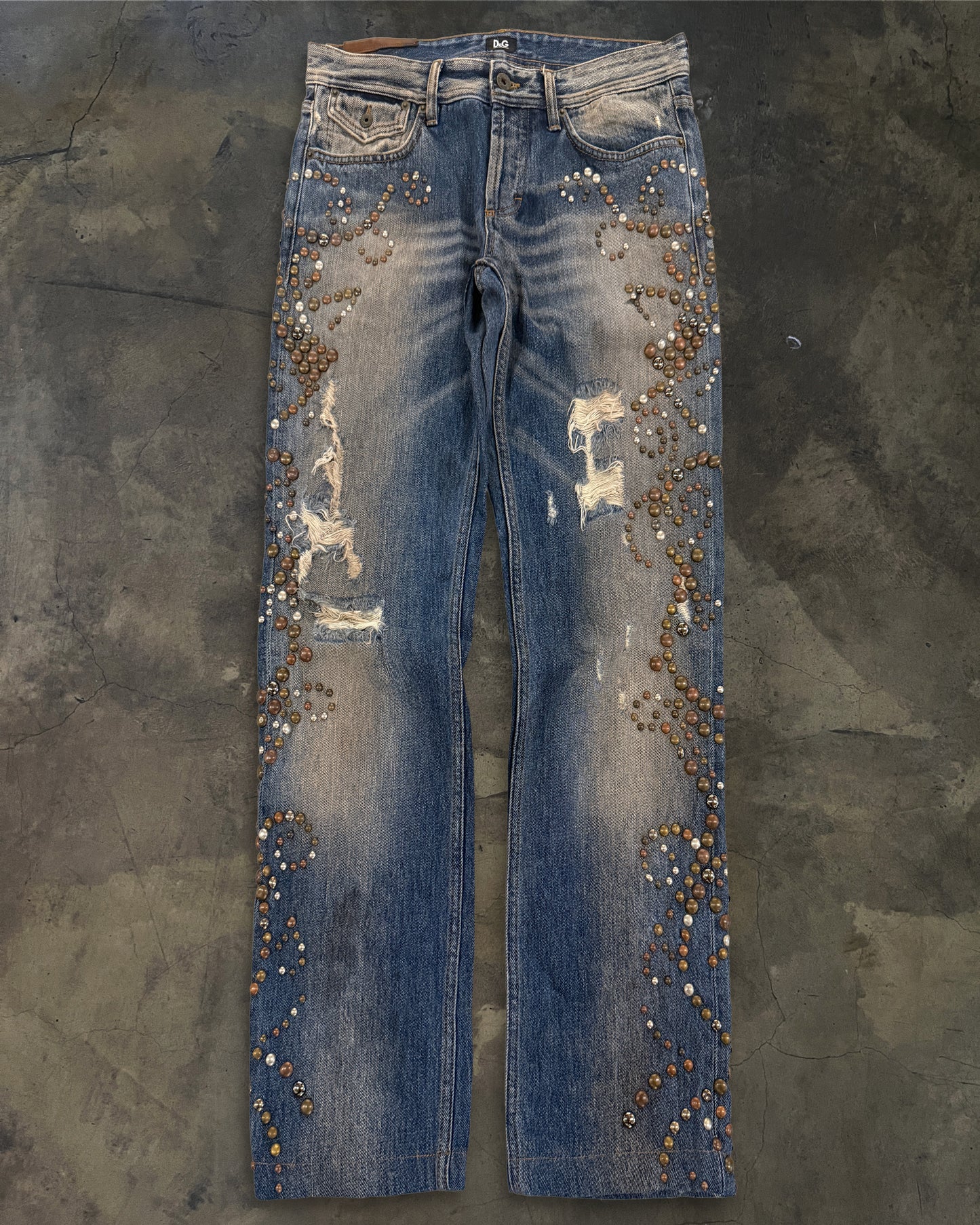 2000S DOLCE GABBANA STUDDED DENIM