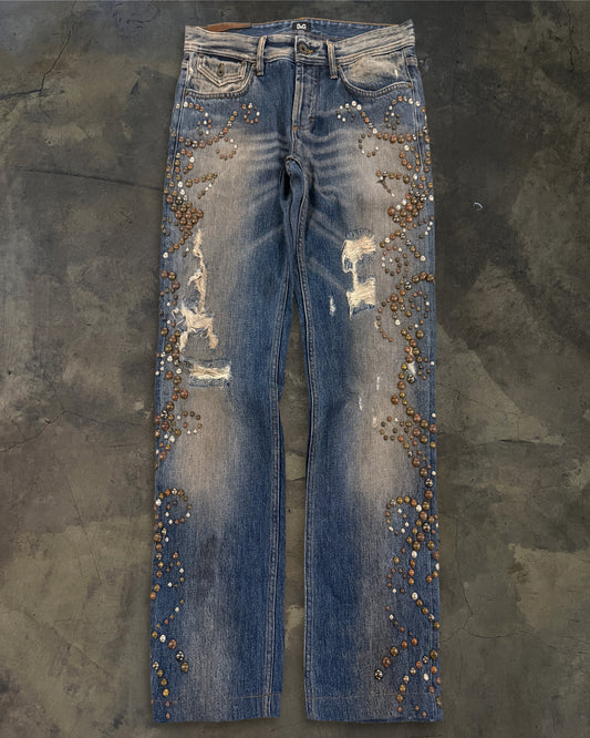 2000S DOLCE GABBANA STUDDED DENIM