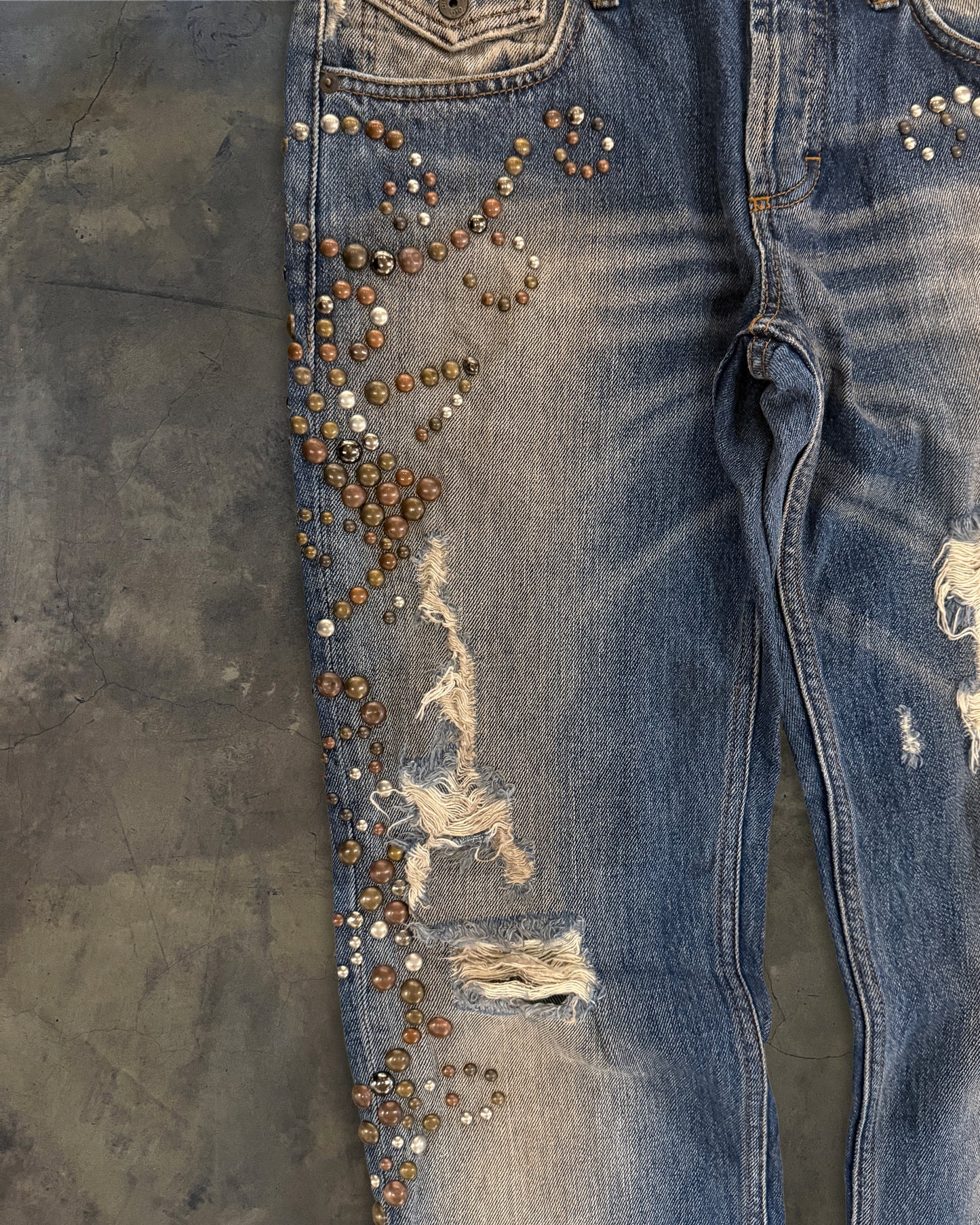 2000S DOLCE GABBANA STUDDED DENIM