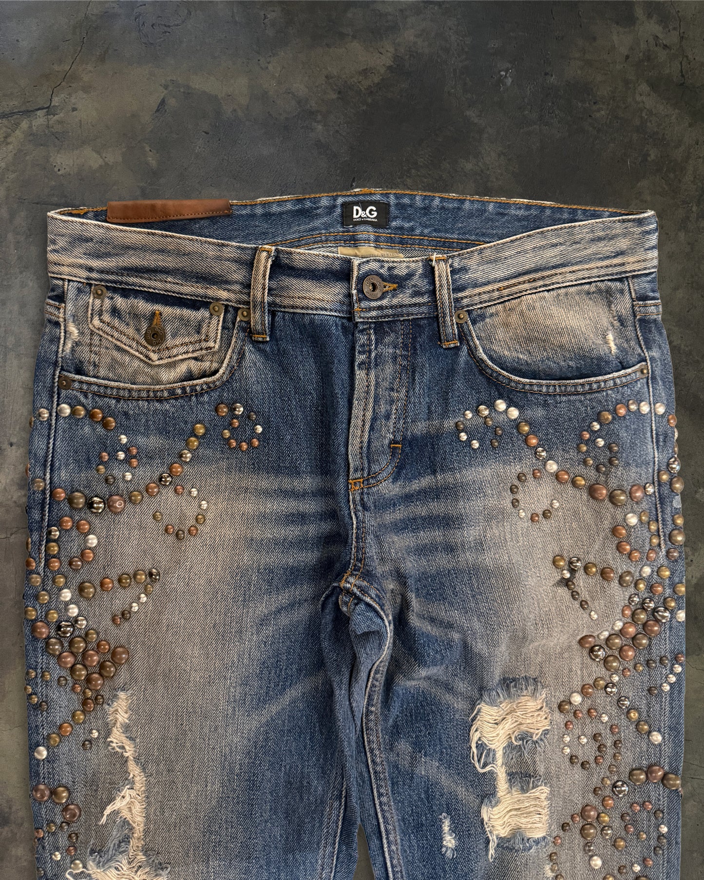 2000S DOLCE GABBANA STUDDED DENIM