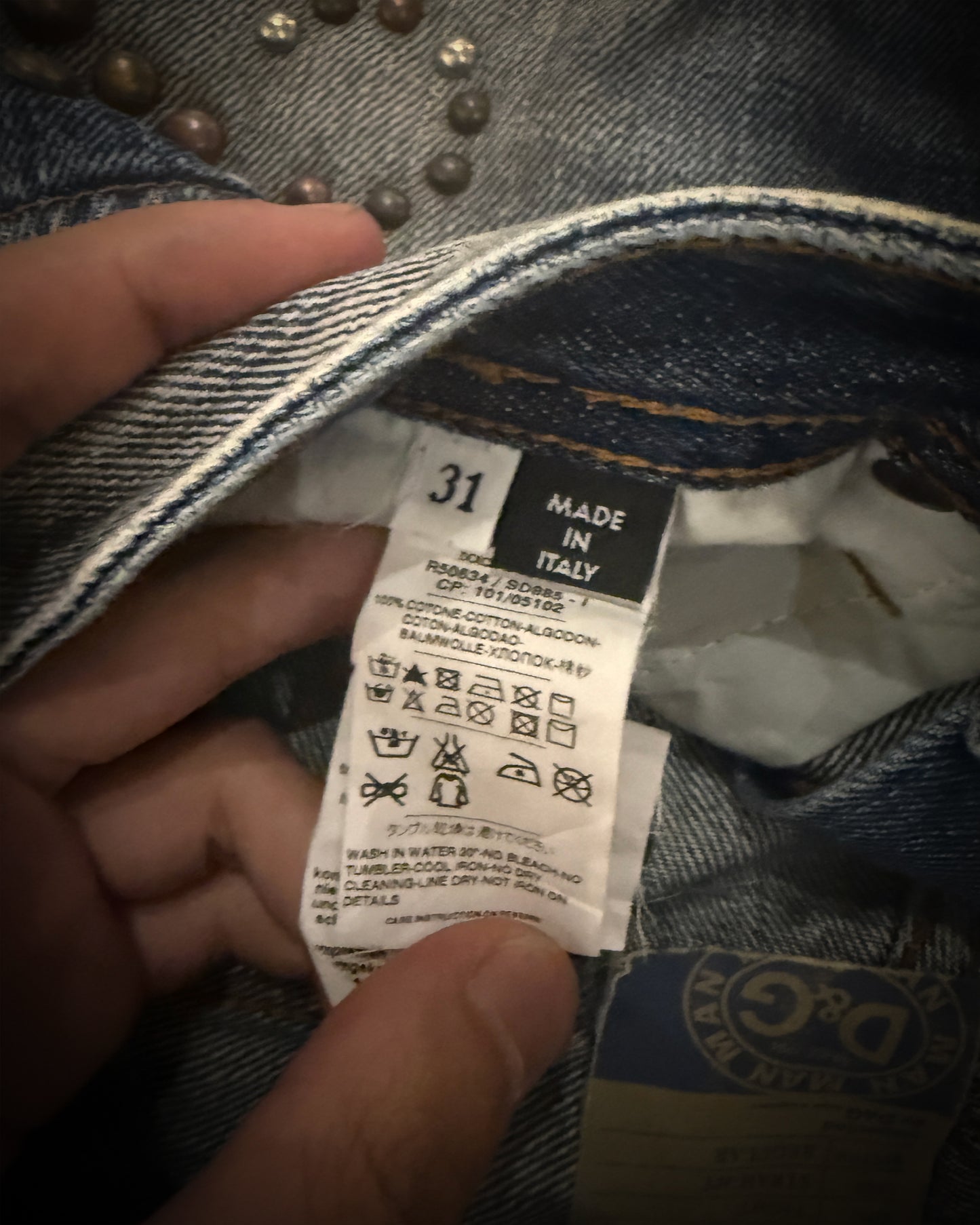 2000S DOLCE GABBANA STUDDED DENIM