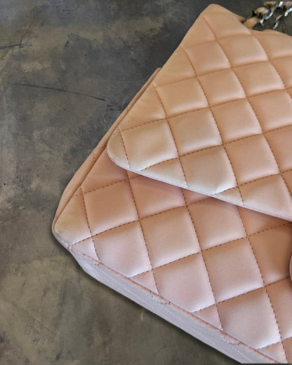 CHANEL 2009 QUILTED BABY PINK MAXI LAMBSKIN SINGLE FLAP