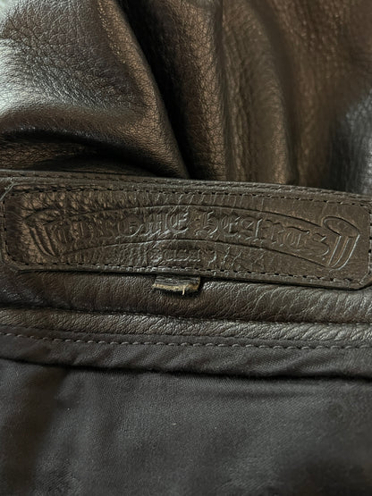 CHROME HEARTS FLEUR KNEE LEATHER PANTS