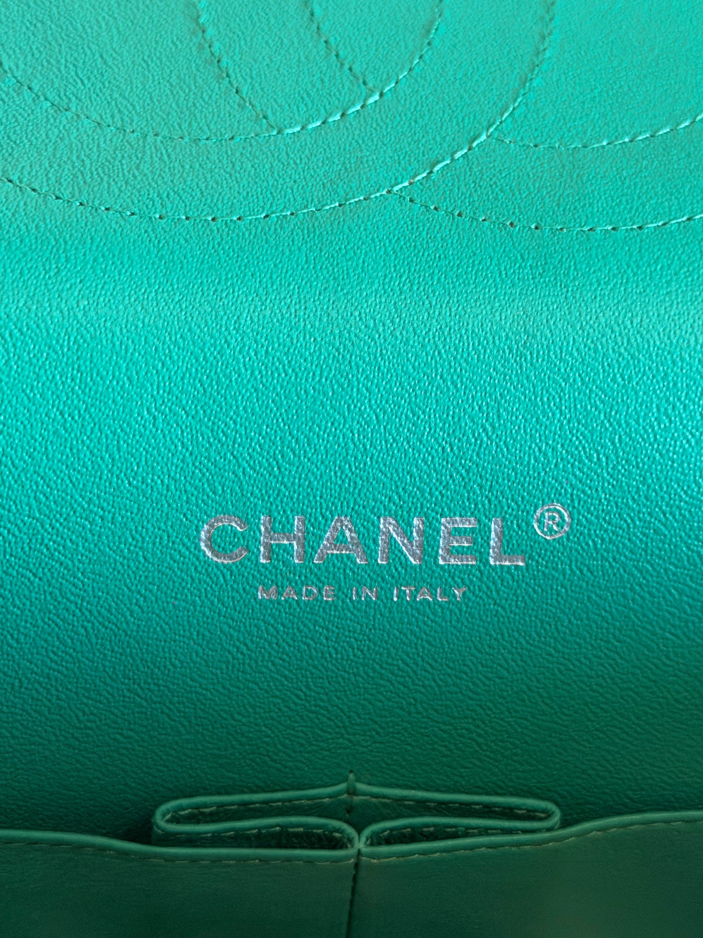 CHANEL 2014 TURQUOISE QUILTED CAVIAR MAXI DOUBLE FLAP