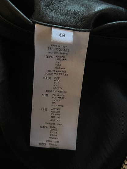 GIVENCHY FW2017 STAR SATIN TRIMMED LEATHER BOMBER