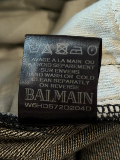 BALMAIN SS2014 REPARIED BLACK BIKER DENIM