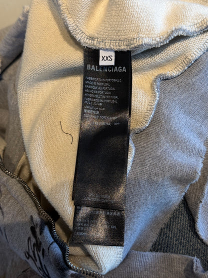 BALENCIAGA SS2024 TATTOO GREY ZIP UP HOODIE
