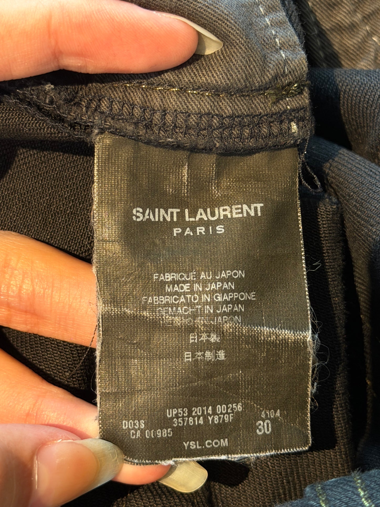 SAINT LAURENT FW2014 RUNWAY OIL STAIN JEANS