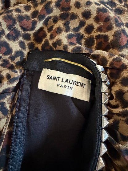 SAINT LAURENT RUNWAY FW2014 LEOPARD RUFFLED DRESS