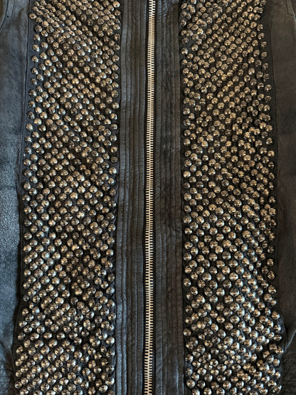 RICK OWENS SS2008 'CREATCH' STUDDED BLISTERED LAMB INTARSIA