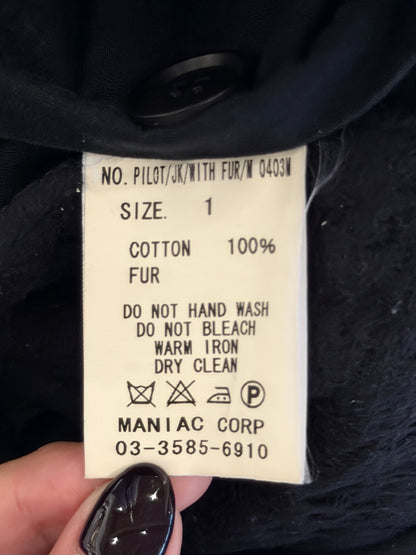 L.G.B NAVY FUR HOOD MOD COAT