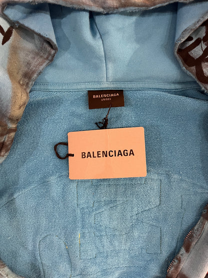 BALENCIAGA BLUE SKATER ZIP HOODIE